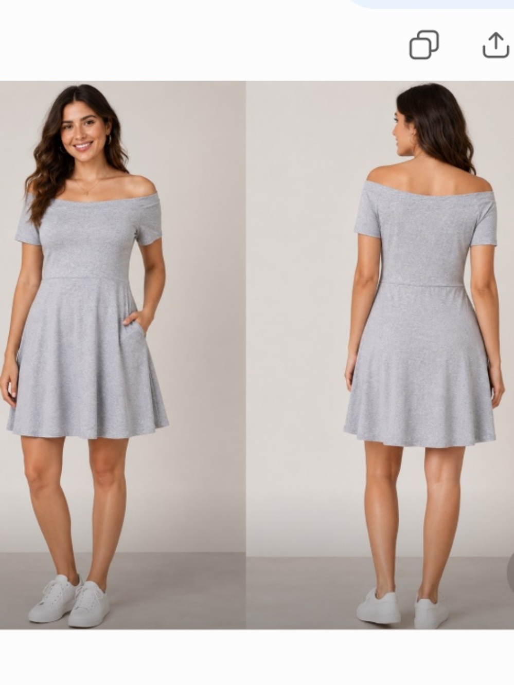 Women's Short Sleeve Scoop Neck Grey Knit Dress